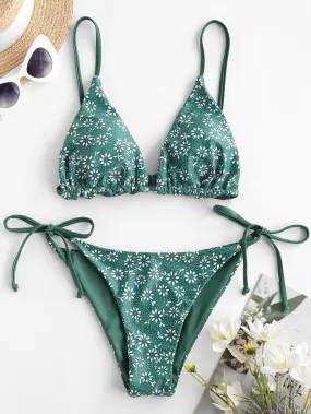2022 new nylon buckle daffodil floral prints strap split Bikini Swimsuit