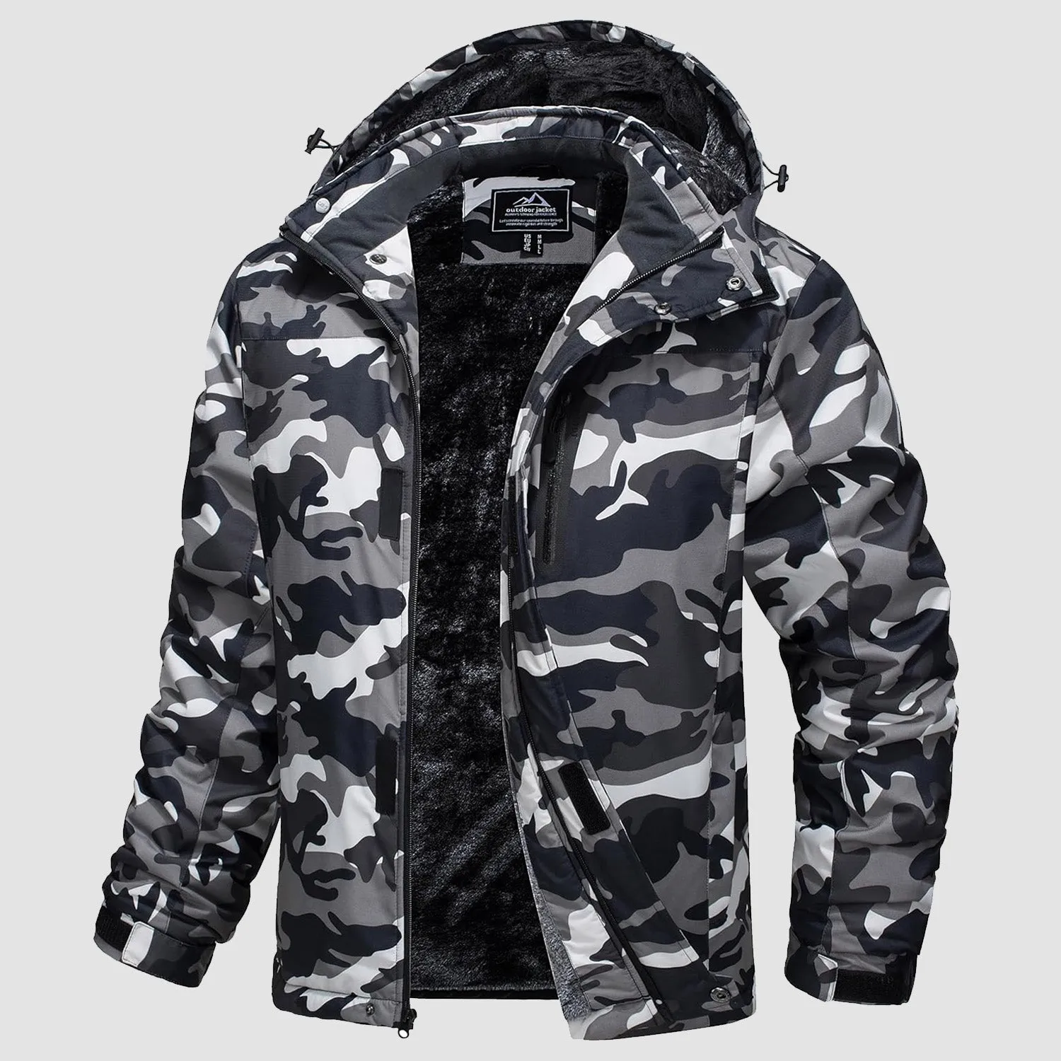 Men's Winter Coats Ski Snow Rain Jackets Water Resistant with Hood Warm Fleece Parka Hiking Fishing Work