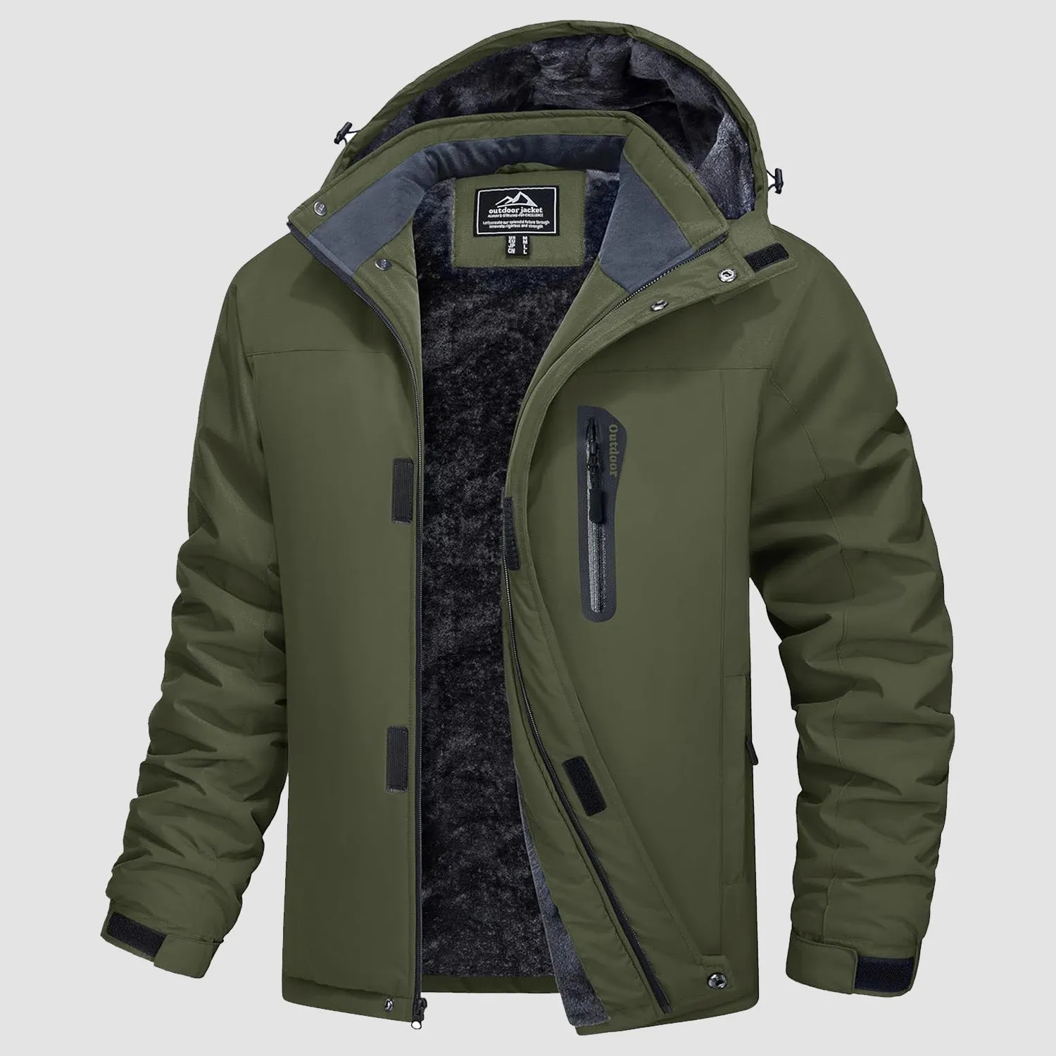 Men's Winter Coats Ski Snow Rain Jackets Water Resistant with Hood Warm Fleece Parka Hiking Fishing Work