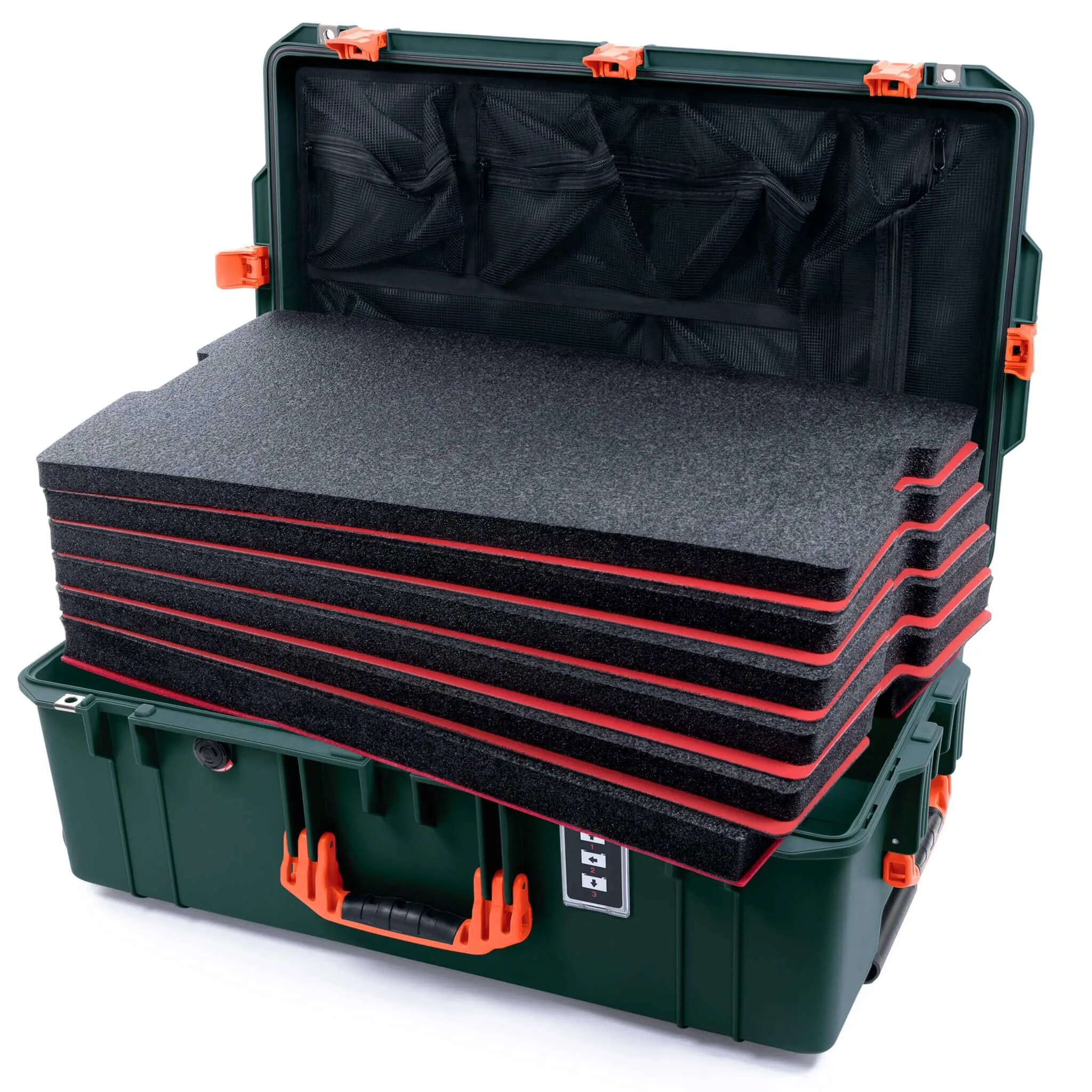 Pelican 1595 Air Case, Trekking Green with Orange Handles & Latches