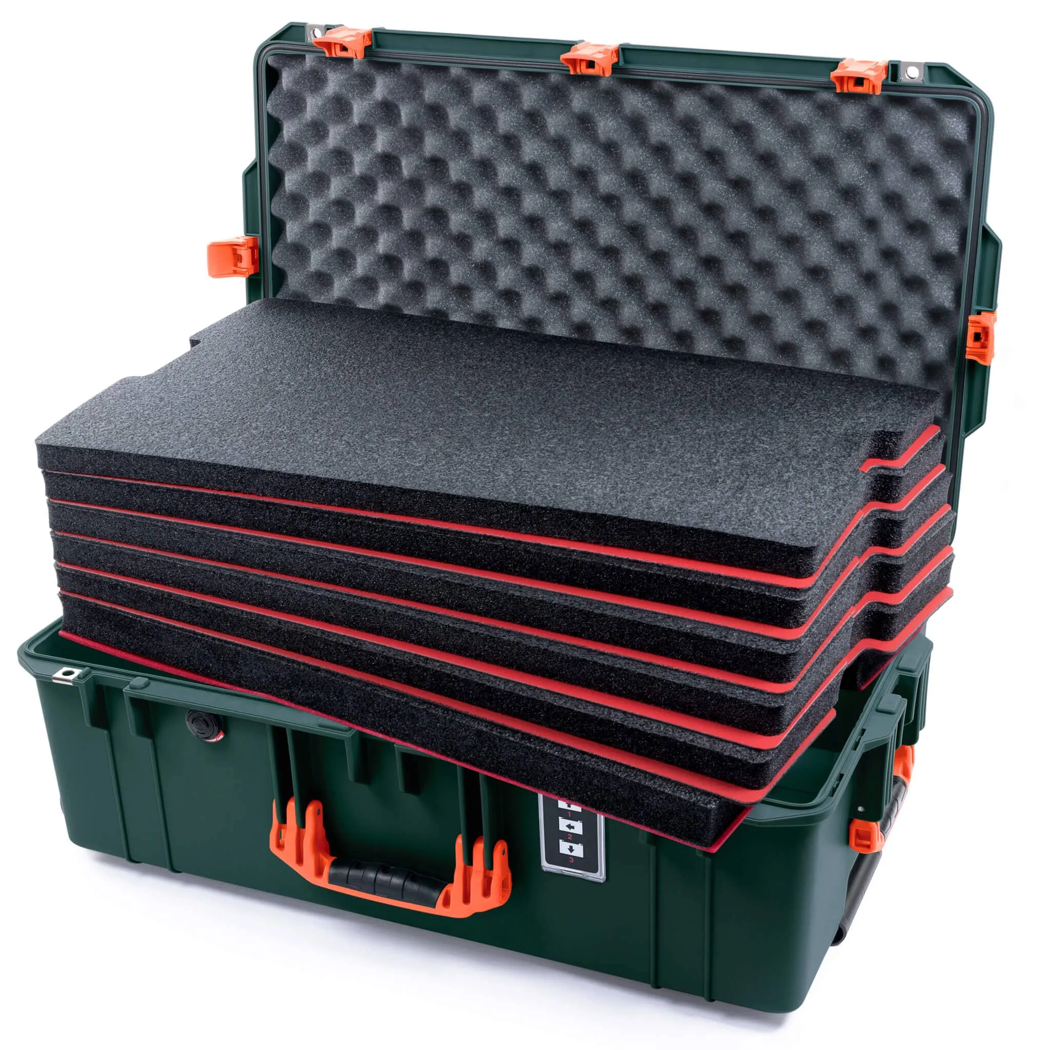 Pelican 1595 Air Case, Trekking Green with Orange Handles & Latches