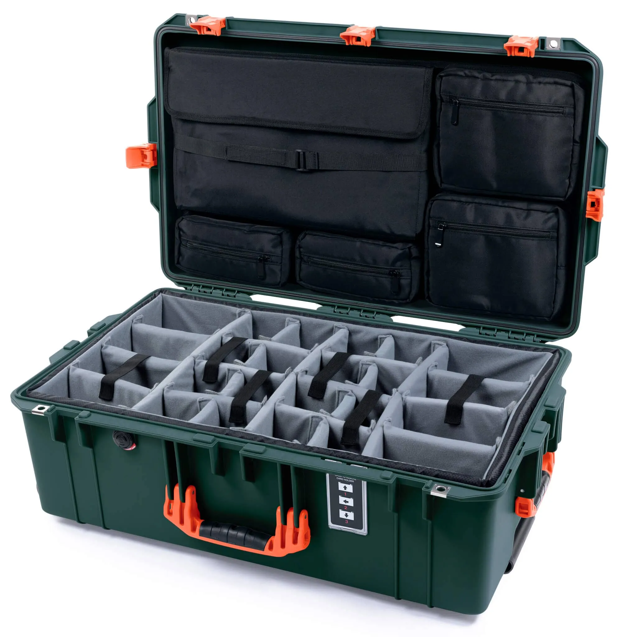 Pelican 1595 Air Case, Trekking Green with Orange Handles & Latches