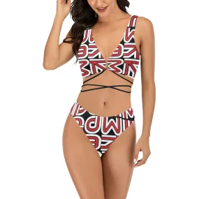 red white black kemp logo Cross String Bikini Set (Model S29)