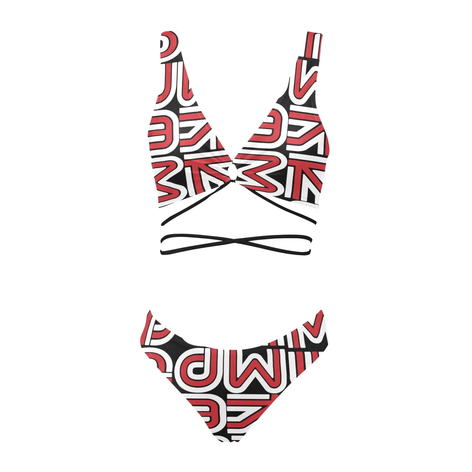 red white black kemp logo Cross String Bikini Set (Model S29)