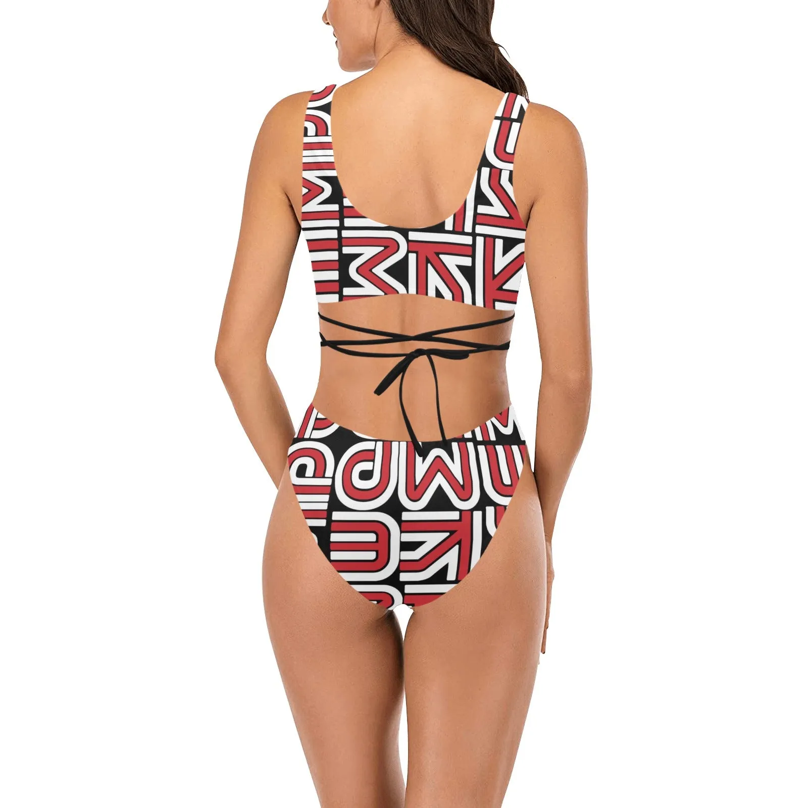 red white black kemp logo Cross String Bikini Set (Model S29)