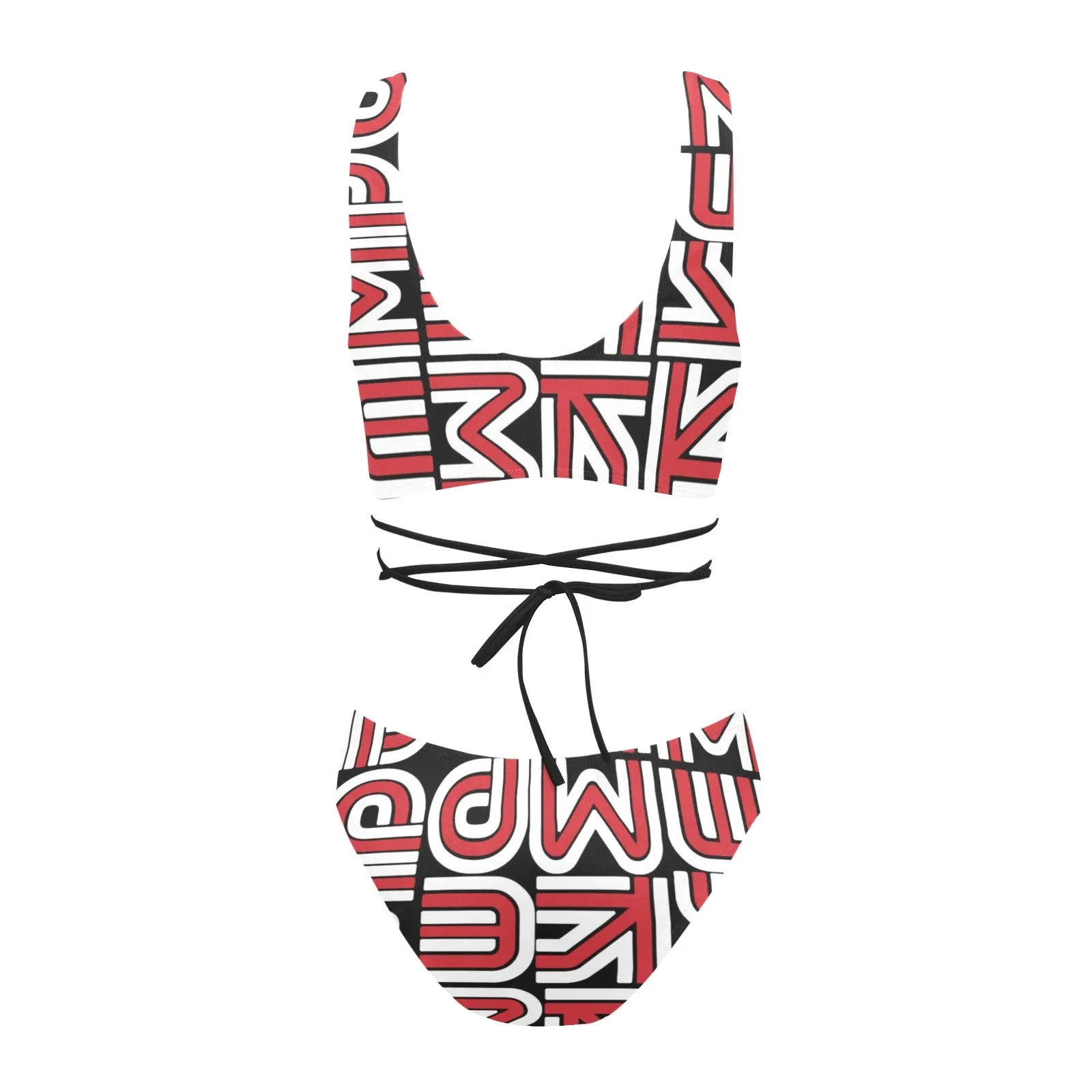 red white black kemp logo Cross String Bikini Set (Model S29)