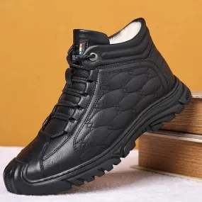 Winter Men Boots leather Waterproof Warm Fur Snow Boots