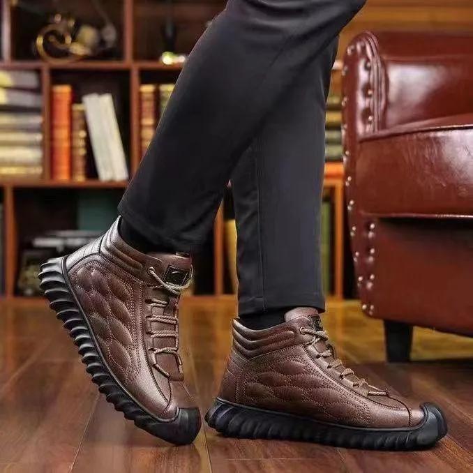 Winter Men Boots leather Waterproof Warm Fur Snow Boots
