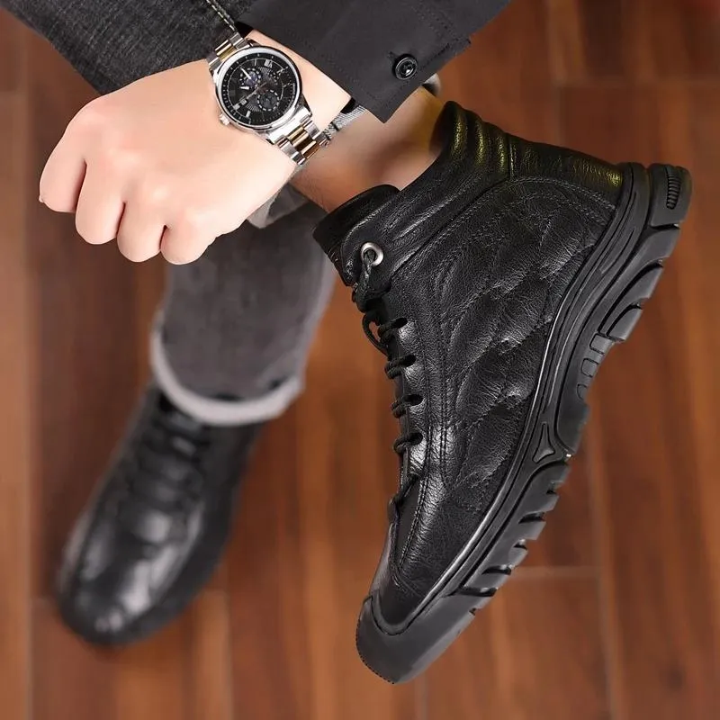 Winter Men Boots leather Waterproof Warm Fur Snow Boots