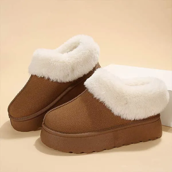 Women's Thick Sole Snow Boots With Plush Cuffs And Insulated Lining
