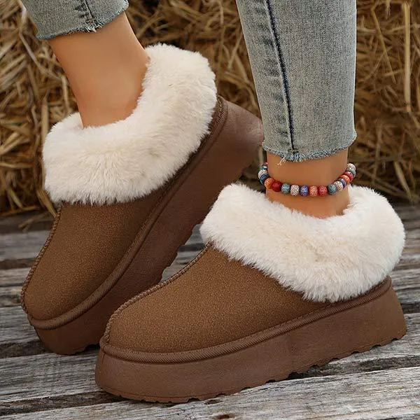 Women's Thick Sole Snow Boots With Plush Cuffs And Insulated Lining