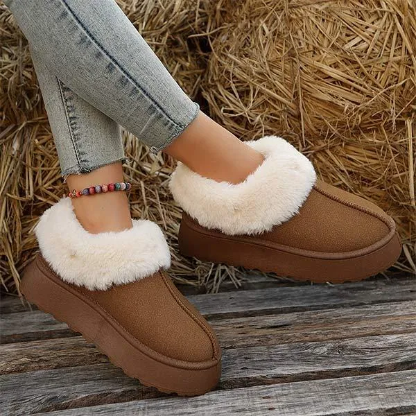Women's Thick Sole Snow Boots With Plush Cuffs And Insulated Lining
